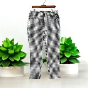 Jessica London Houndstooth Ponte Pants 14W Black White Slim Fit Career Trousers